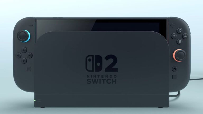 Nintendo Switch 2 in its charging TV dock